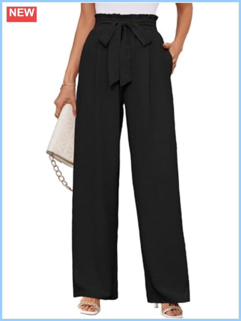 Wide Leg Lounge Pants High Waisted Elastic Casual Trousers with Pockets